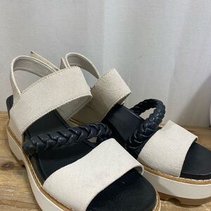 Sorel Black and Cream Braided Sandals